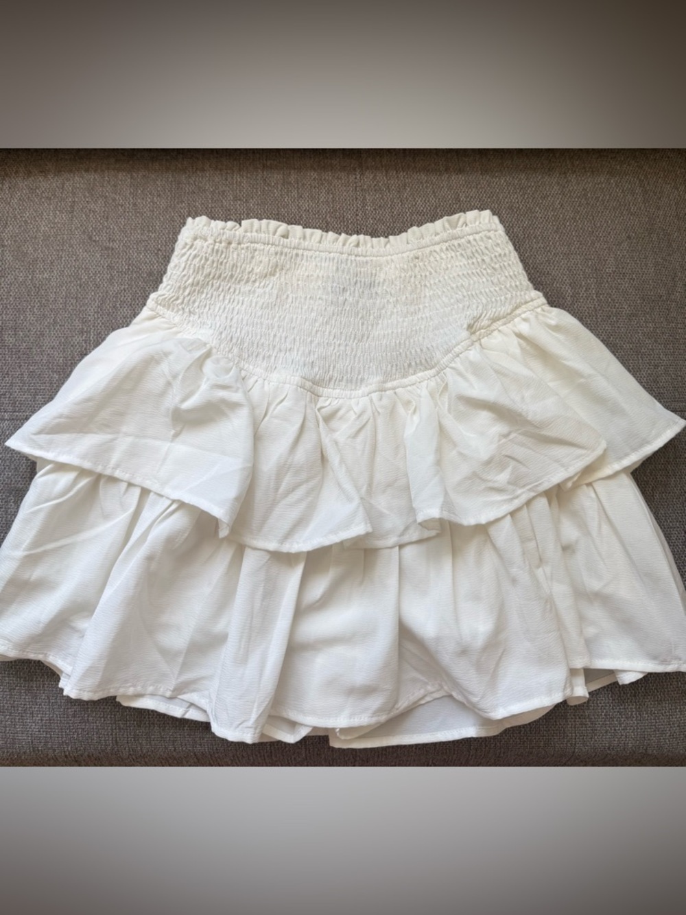 White Tiered Ruffle Skirt - Smocked Waist